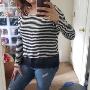 Black and White Striped Top